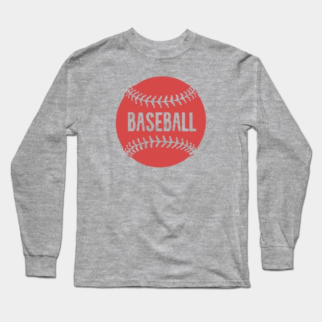 Vintage Retro Baseball Inside Baseball (Red) Long Sleeve T-Shirt by SmokyKitten